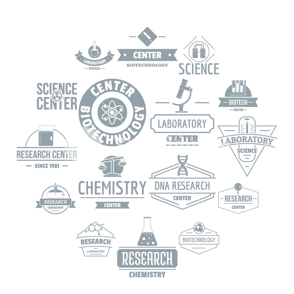 1000x1000 Chemical Science Logo Icons Set Simple Illustration