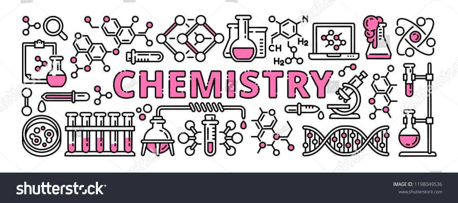 1500x667 Chemistry Banner Outline Illustration Of Chemistry Vector Banner