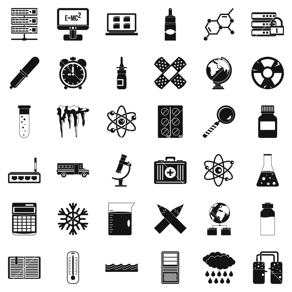 1000x1000 Chemistry Icons Set Simple Style Of Chemistry Vector Icons
