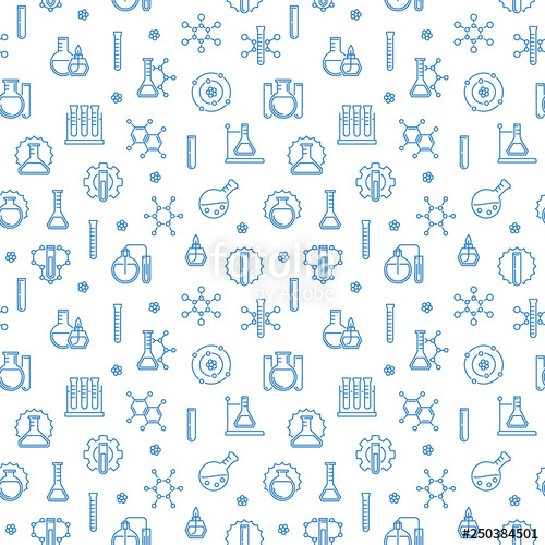 500x500 Chemistry Vector Concept Seamless Pattern With Chemical Blue Icons