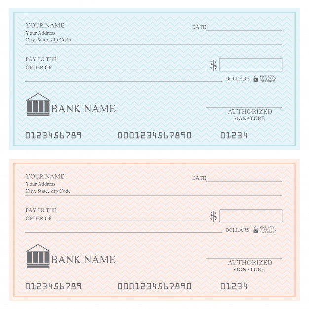 626x626 Blank Bank Checks Or Cheque Book, Vector Illustration Vector