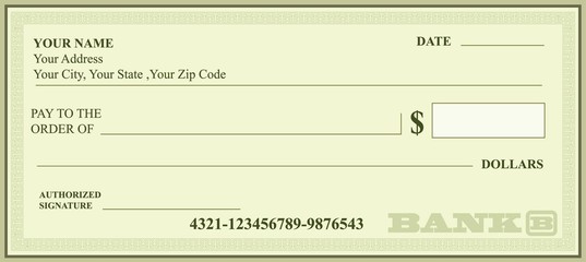 537x240 Bank Check, Bank Cheque Vector