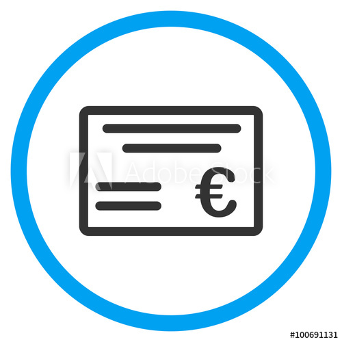 500x500 Euro Cheque Vector Icon Style Is Bicolor Flat Circled Symbol