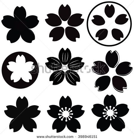 450x470 Cherry Blossom Flower Silhouette Set Vector With Many Style