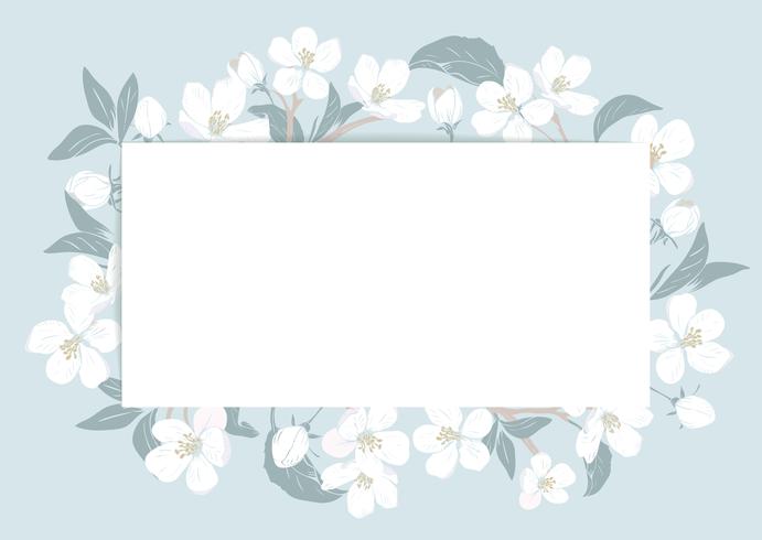 691x490 Cherry Blossom Card Template With Text Floral Frame On Pastel