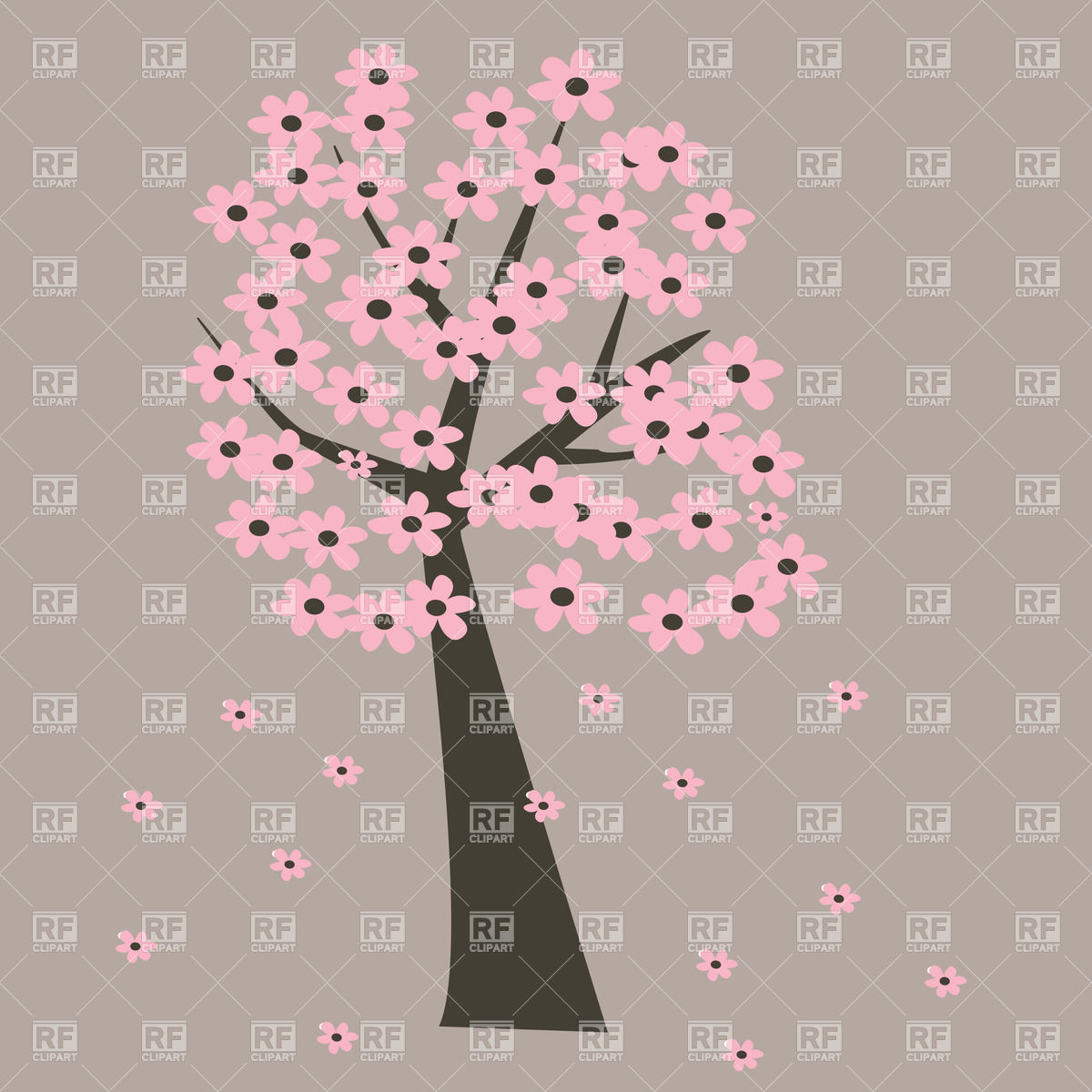 1200x1200 Simple Blossoming Sakura Tree Vector Image Of Plants And Animals