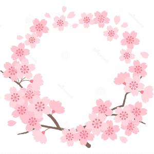 300x300 Spring Greeting Card With Cherry Blossom Tree Vector Clipart