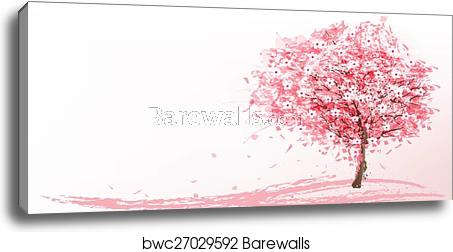 453x252 Beautiful Background With A Pink Blooming Sakura Tree Vector