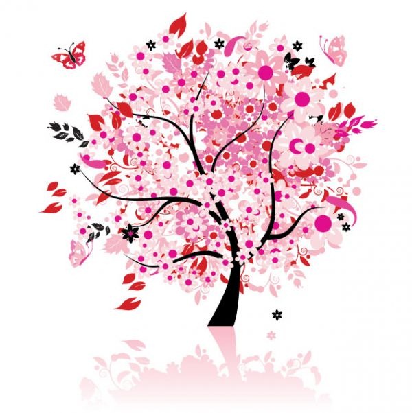 600x602 Pretty Pink Cherry Tree Vector Graphics My Free Photoshop World