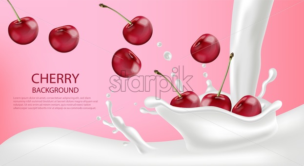 Milk Splash With Cherry Vector Realistic Detailed 623x342 Milk Splash With Cherry Vector Realistic Detailed