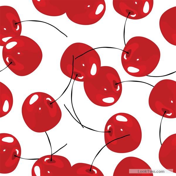 600x600 Fresh Red Cherries Vector Seamless Pattern Free Vector Download