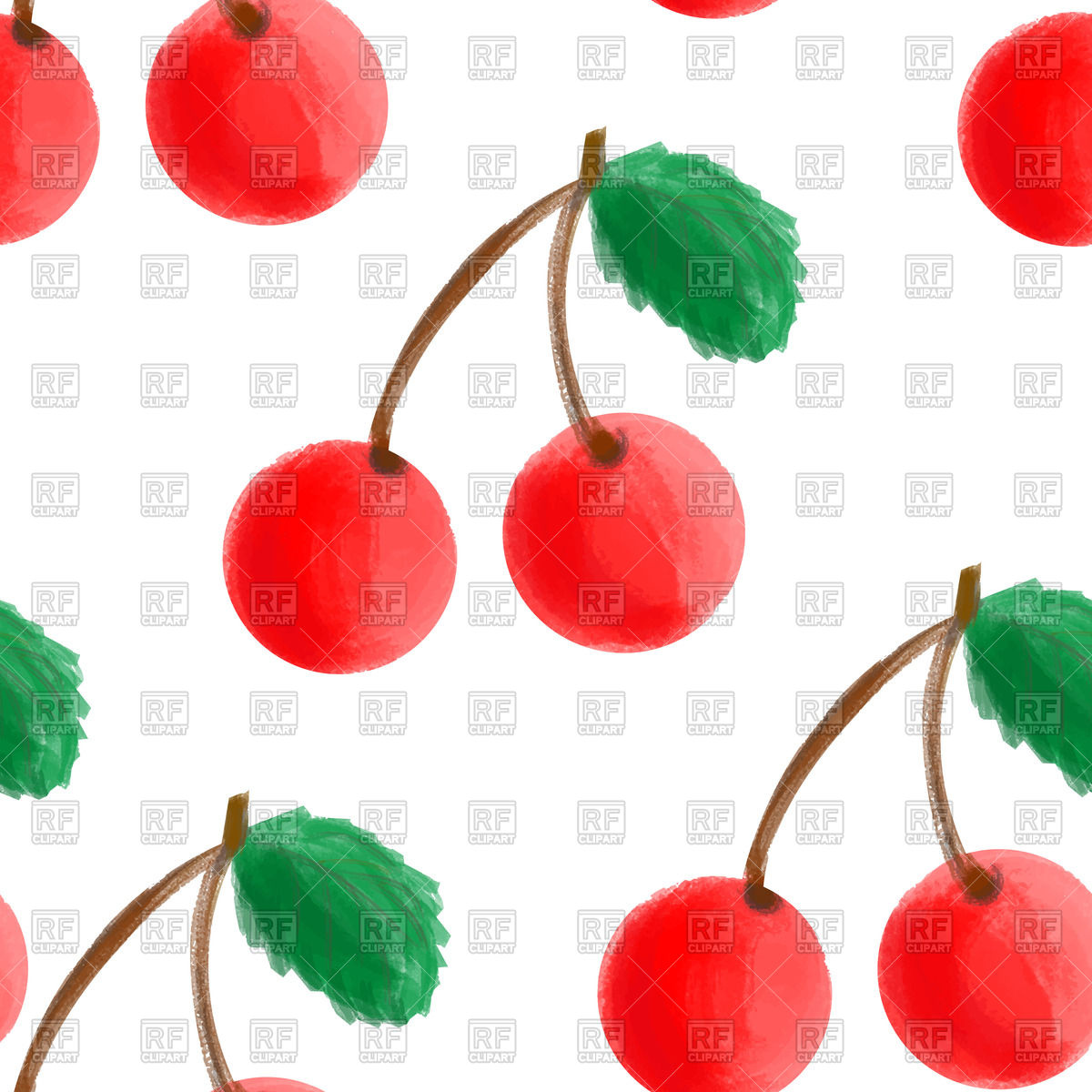 1200x1200 Seamless Pattern With Watercolor Cherry Vector Image