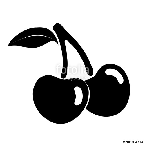 500x500 Silhouette Of Cherry Berries On A White Background Icon Sweet