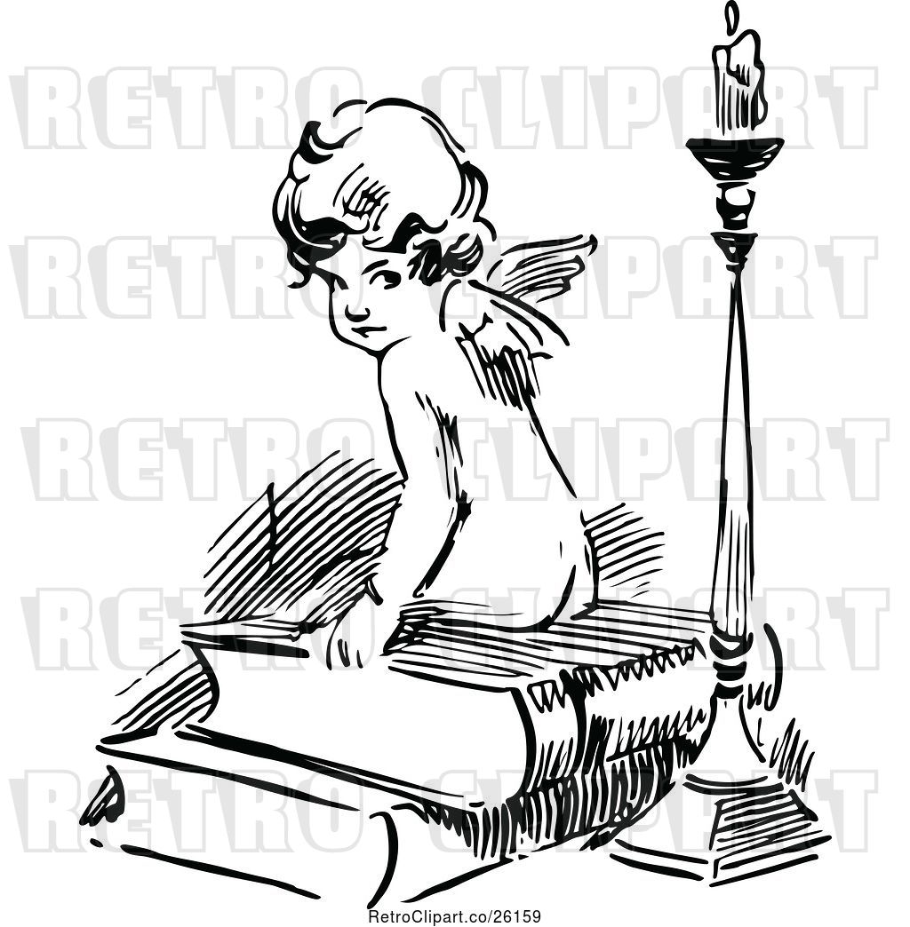 1024x1044 Vector Clip Art Of Cherub Sitting On Books