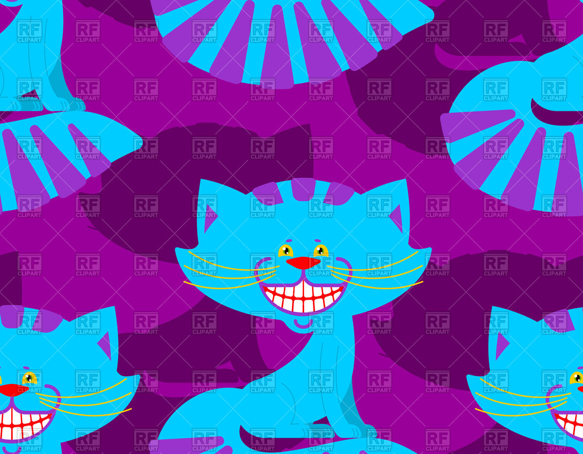 1200x933 Cheshire Cat Seamless Pattern On Purple Background Vector Image