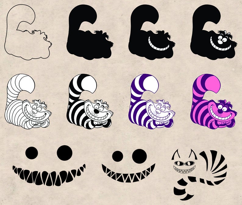 794x672 Cheshire Cat Clipart Pack Png Dxf Vector Format Etsy