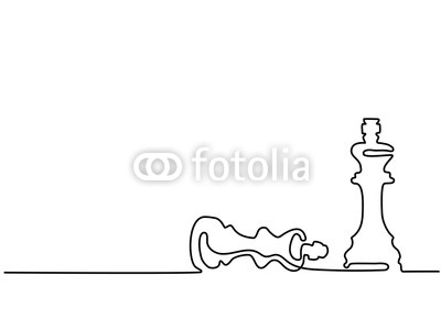 400x300 Continuous Line Drawing Chess Pieces Queen And King Vector