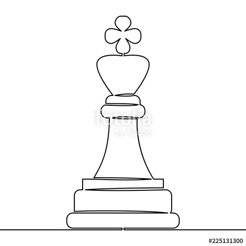 500x500 Continuous Line Drawing Chess Pieces King Vector Stock Image
