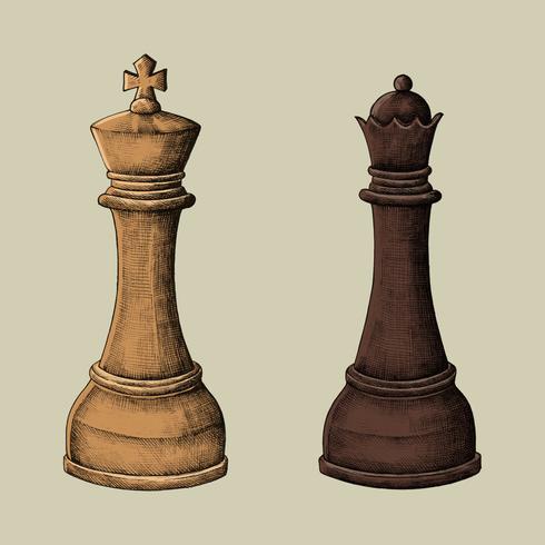 490x490 Hand Drawn Chess King And Queen Illustration