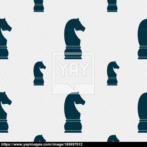 512x512 Chess Knight Icon Sign Seamless Pattern With Geometric Texture