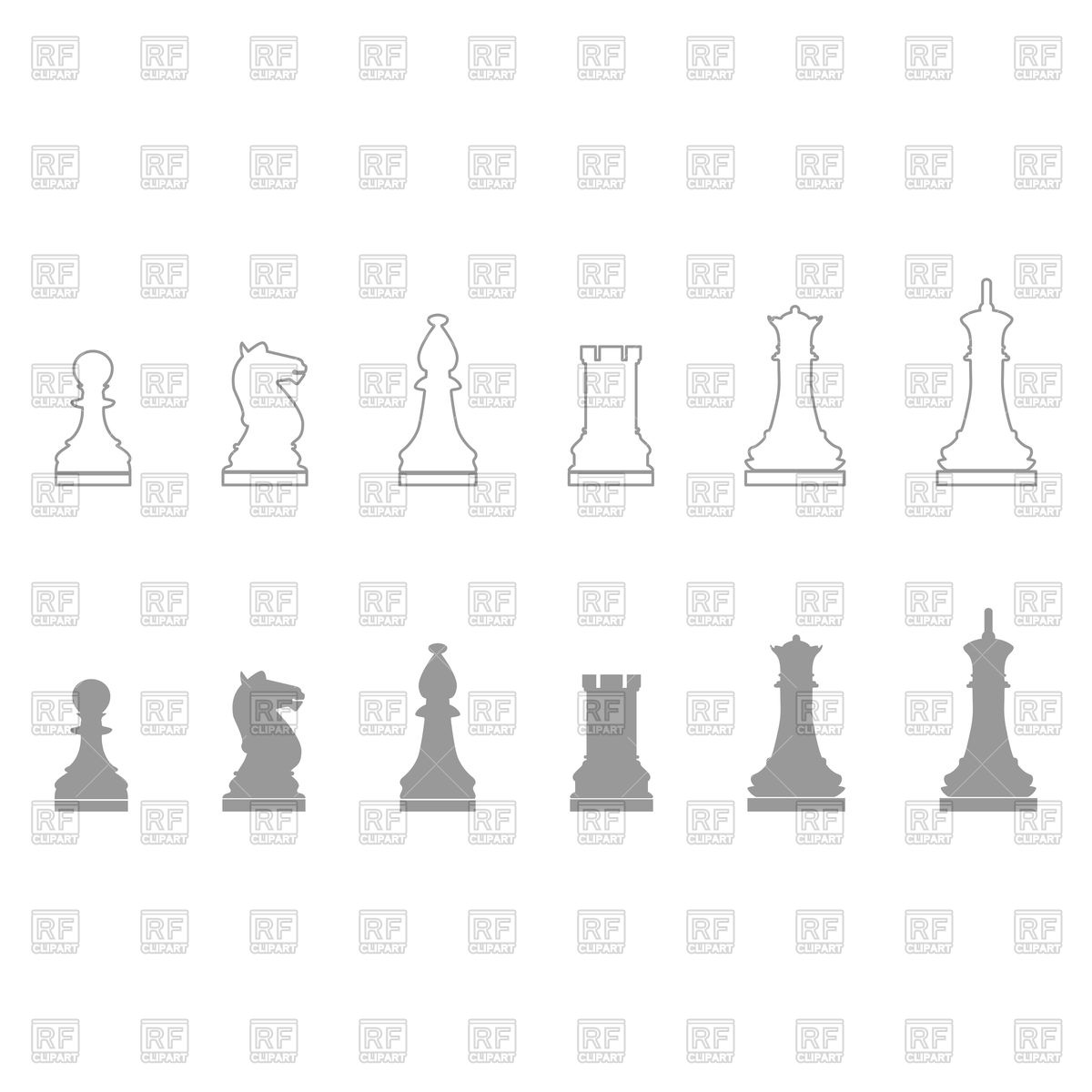1200x1200 Grey And White Chess Pieces Vector Image Of Sport And Leisure