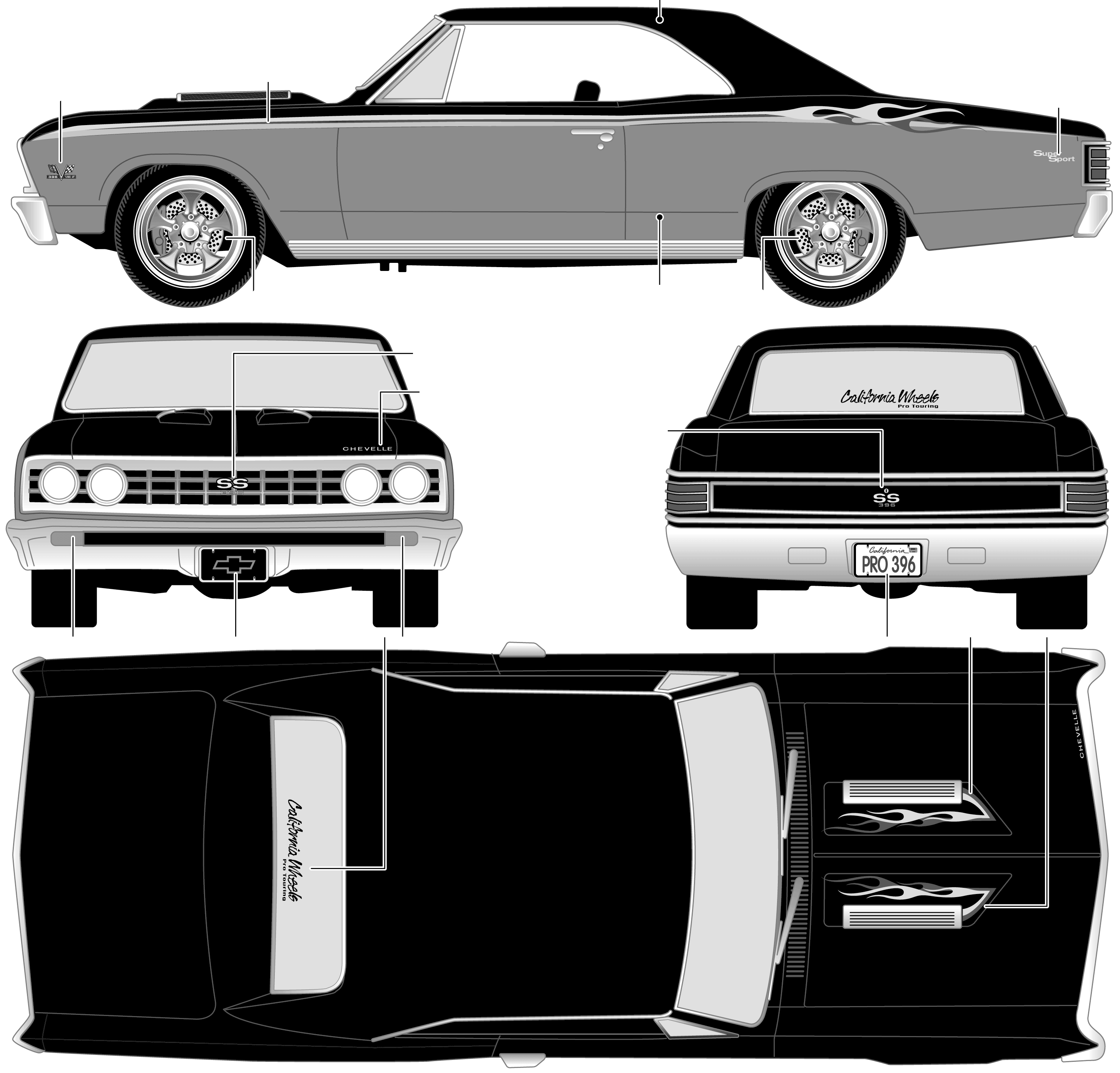 2910x2788 Chevrolet Chevelle Ss Coupe Blueprints Free