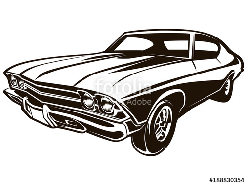 500x375 Retro Muscle Car Isolated Stock Image And Royalty Free Vector