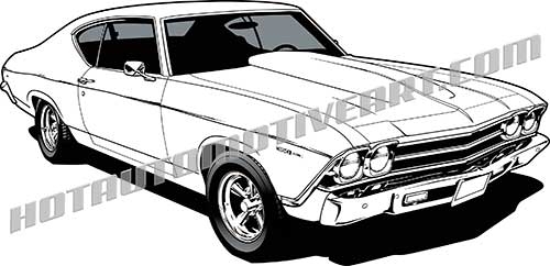 500x242 Chevy Chevelle View Vector Clip Art