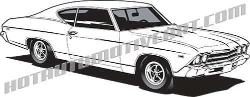 500x195 Chevy Chevelle Muscle Car Vector Clip Art