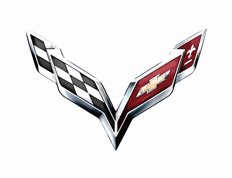 794x611 Corvette Chevrolet Gm Logo Vector Vectorized Print Ultra Etsy