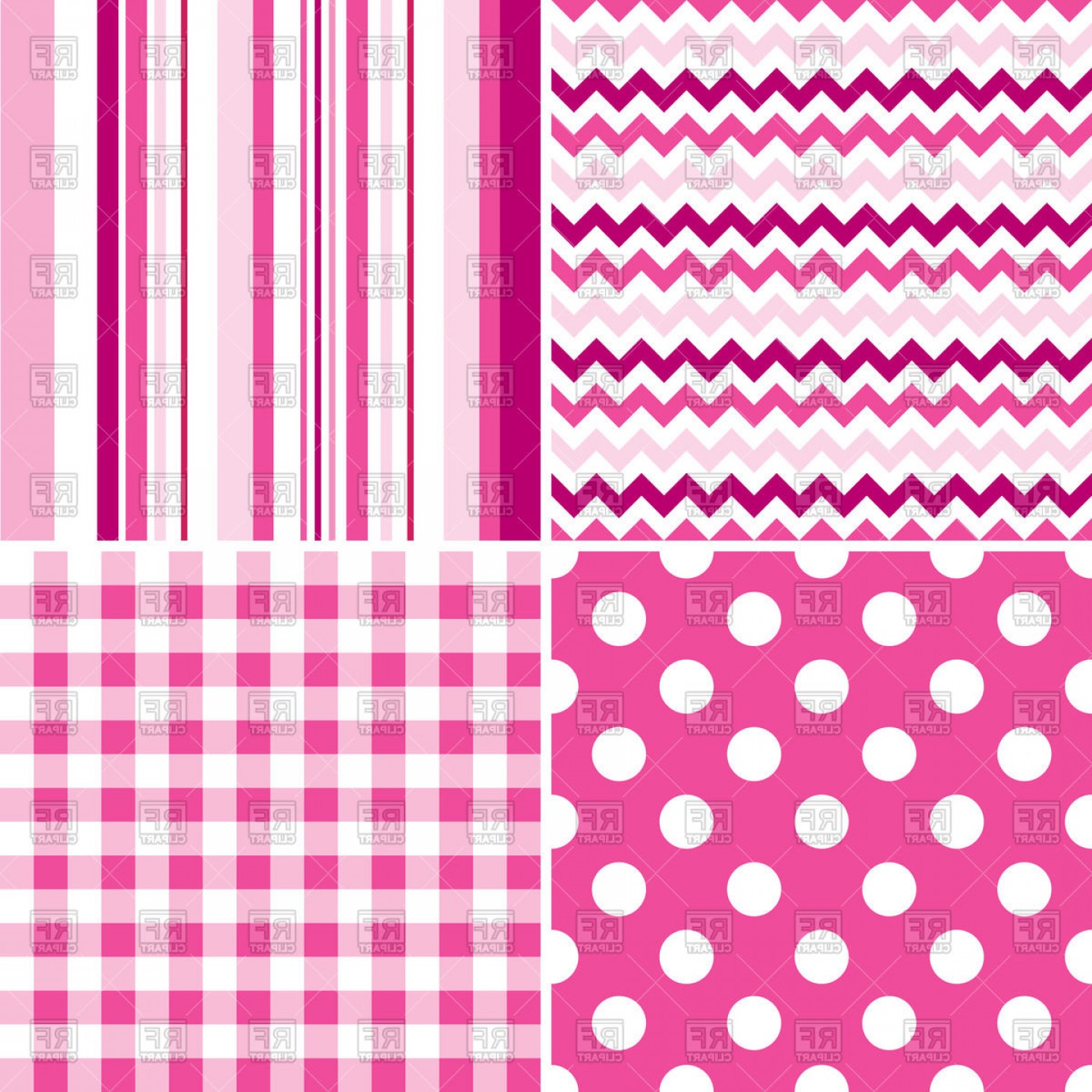 1440x1440 Set Of Seamless Pink And White Patterns Dots Lines Squares Chevron