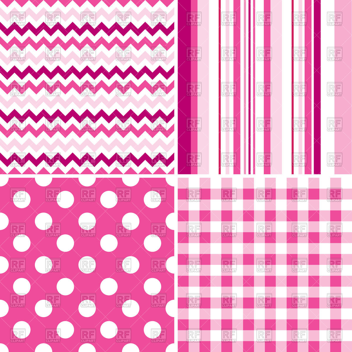 1200x1200 Set Of Seamless Pink And White Patterns