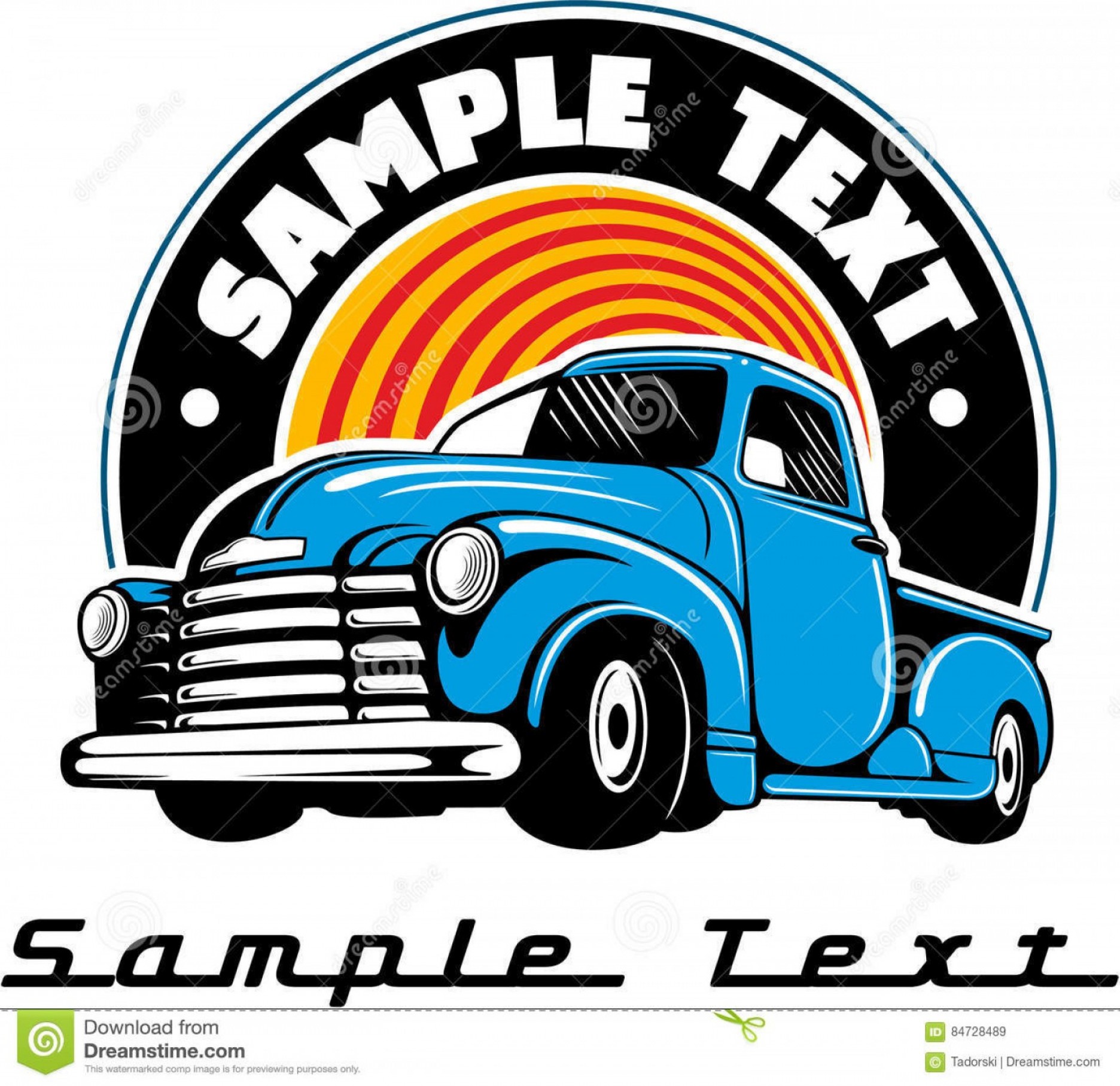 1872x1815 Stock Illustration Vintage Blue Chevy Truck Vector Logo Vector