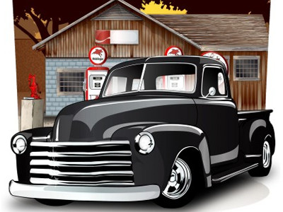 Old School Vector Pick Up Truck 400x300 Old School Vector Pick Up Truck