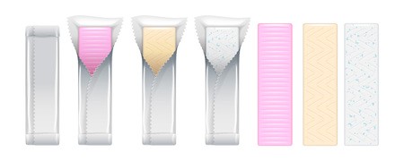 450x180 Chewing Gum Sticks Set Bubble Gum Vector Royalty Free Vector