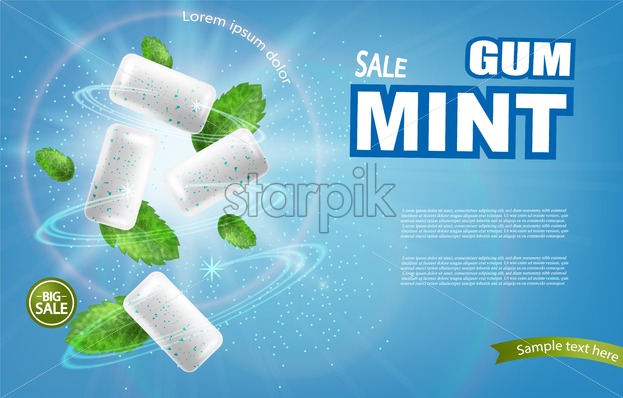 623x398 Mint Chewing Gum Vector Realistic Fresh Flavor Mock Up Product