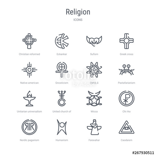 500x500 Set Of Religion Concept Vector Line Icons Such As Caodaism
