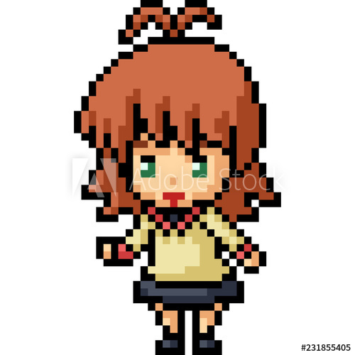 500x500 Vector Pixel Art Chibi Girl