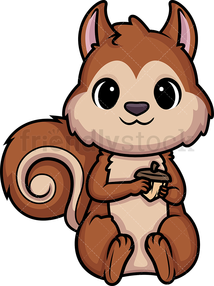 750x1000 Chibi Kawaii Squirrel Clipart Cartoon Vector