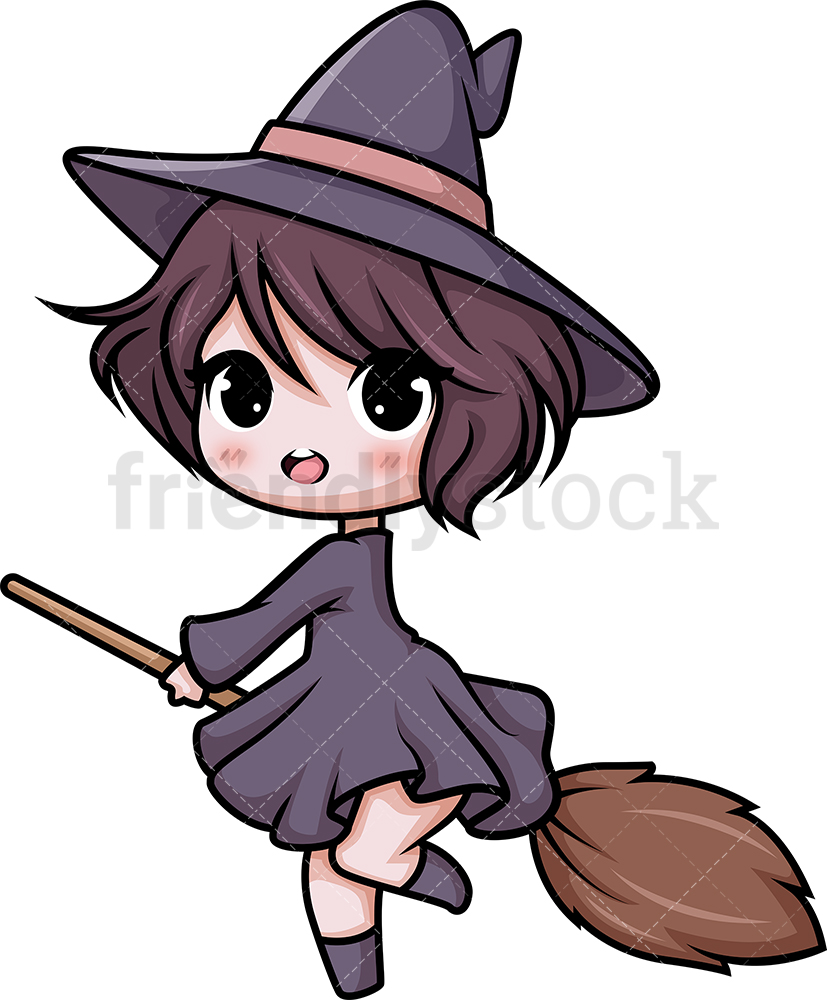 827x1000 Chibi Kawaii Witch Clipart Cartoon Vector