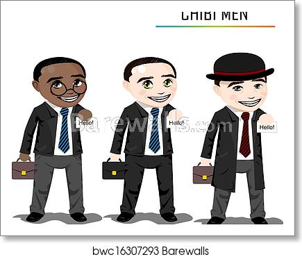 435x370 Chibi Businessman Vector, Art Print Barewalls Posters Prints