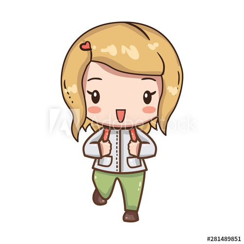 500x500 Vector Illustration Of Cute Chibi Character Isolated On White