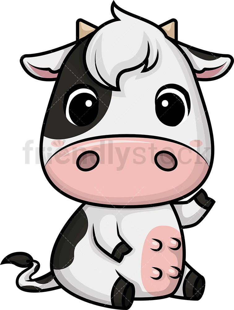 756x1000 Chibi Kawaii Cow Clipart Cartoon Vector