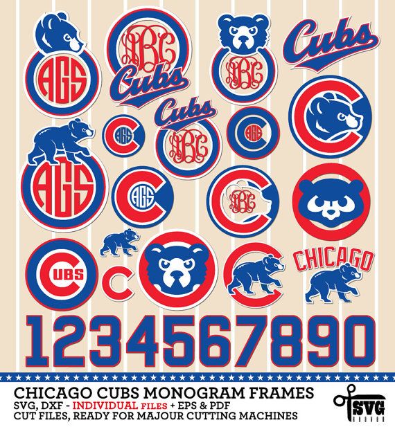 Chicago Cubs Monogram Frames Vector Digital Cut. 