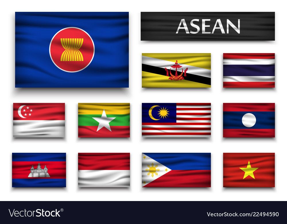 1000x780 Flag Of Asean Association Of Southeast Asian Vector Image Vector