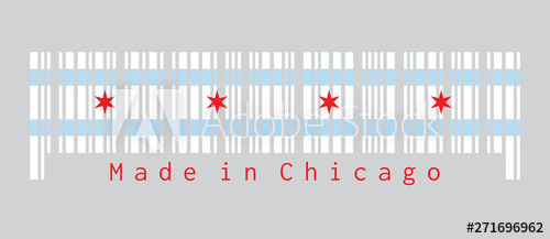 500x217 Barcode Set The Color Of Chicago Flag, The City Of Chicago Is