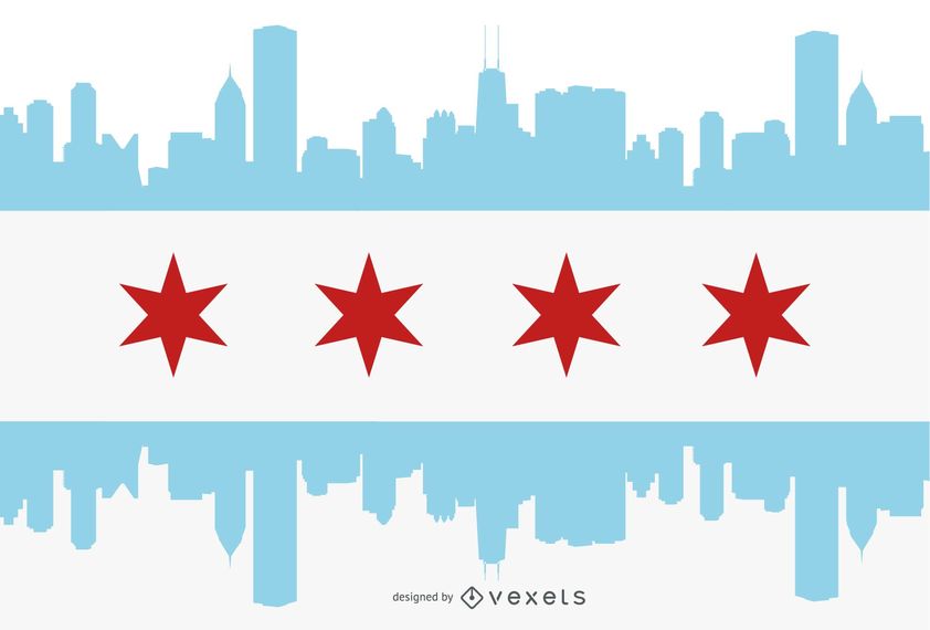 842x570 Chicago Flag City Silhouette