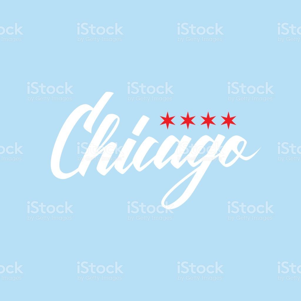 1024x1024 Handwritten City Name Chicago With Flag Stars Calligraphic