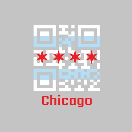 449x450 Qr Code Set Color Of Chicago Flag, The City Of Chicago Is The Most