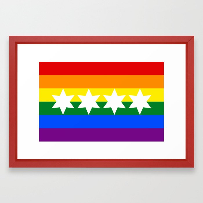700x700 Rainbow Chicago Flag Framed Art Print